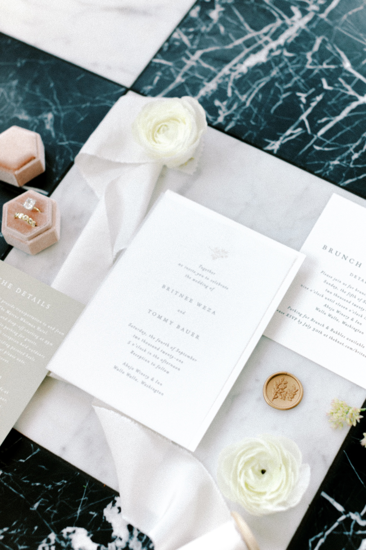 Invitation suite for Abeja Winery and Inn Wedding