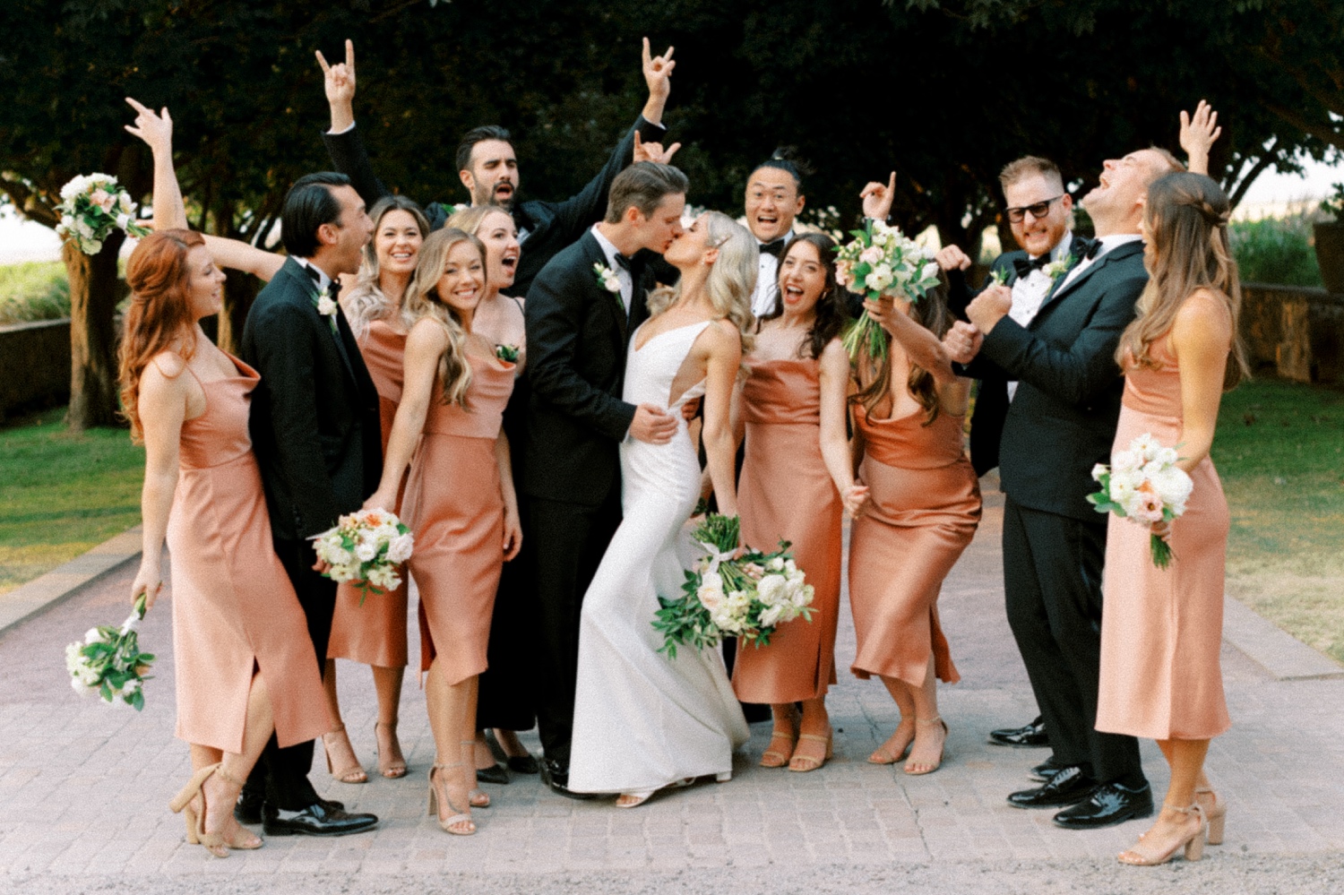 Full bridal party portraits for Abeja Winery and Inn Wedding