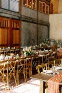 Reception details for Abeja Winery wedding