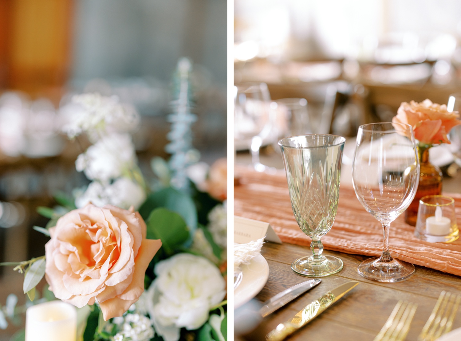 Reception details for Abeja Winery wedding 