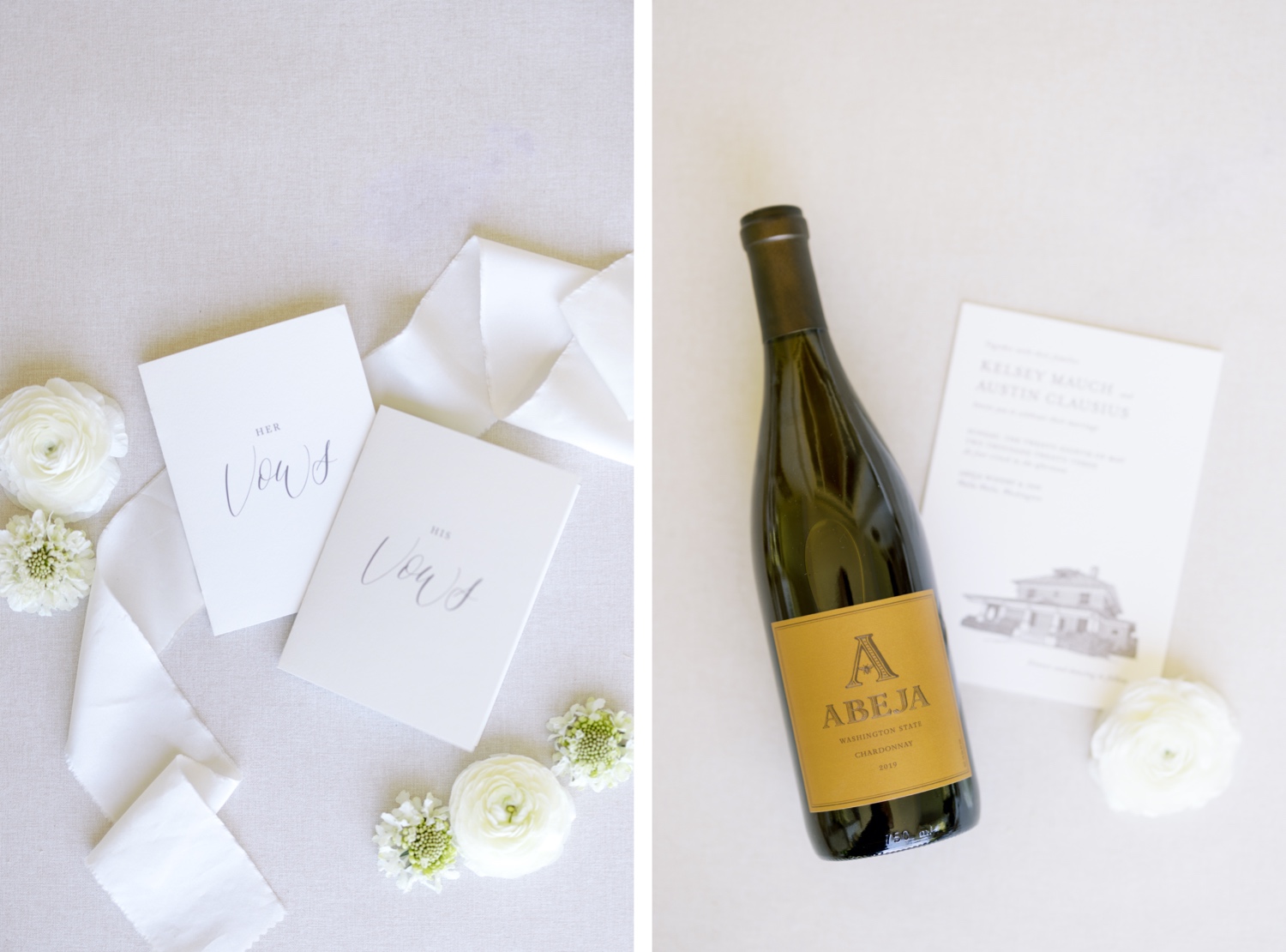 Sablewood Invitation and Abeja Wine for Abeja Winery Wedding