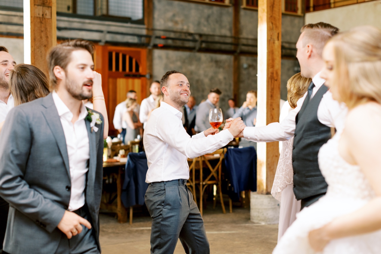 Guests dancing at Abeja Winery wedding reception