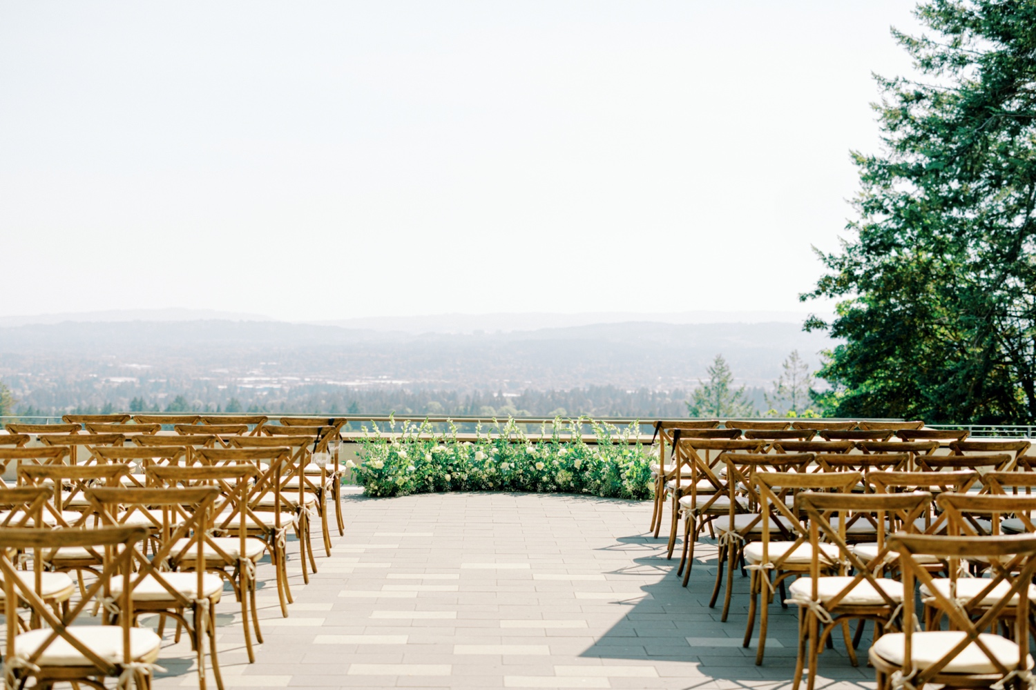 Ceremony site on patio at Amaterra Winery Wedding 