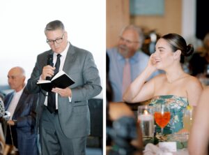 Guests reacting to wedding reception toasts at Amaterra Winery
