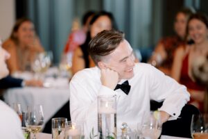 Guest reaction to wedding reception toasts at Amaterra Winery