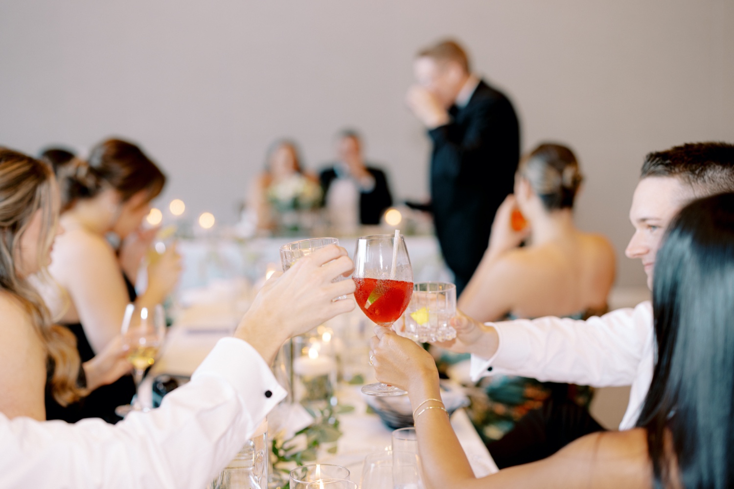 Wedding reception toasts at Amaterra Winery 
