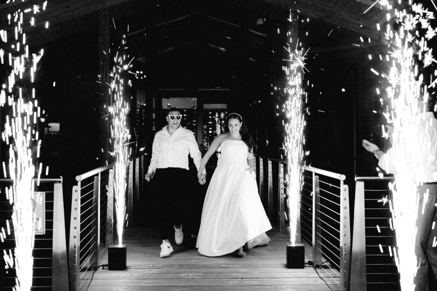 Wedding cold sparkler exit at Amaterra Winery 