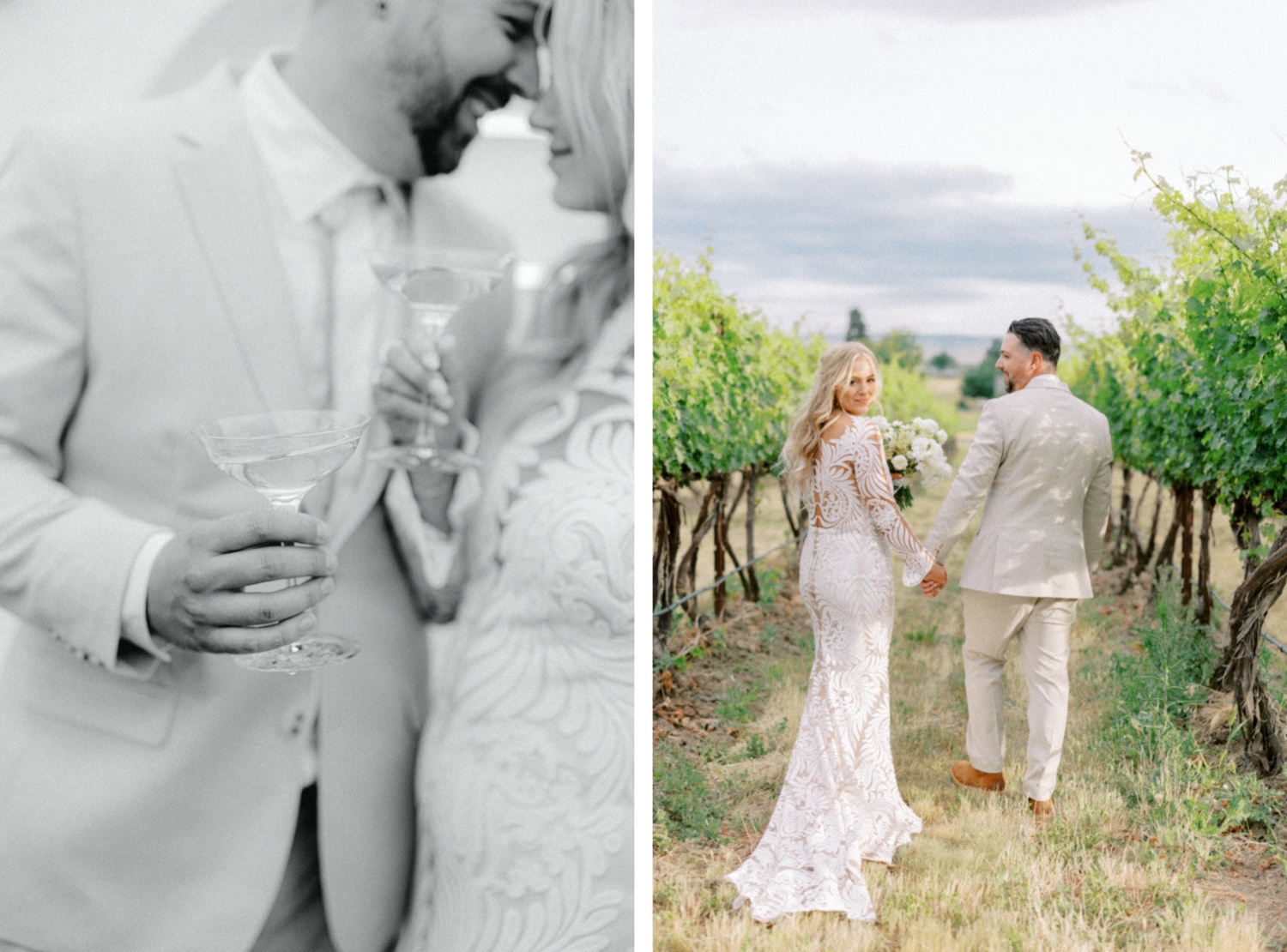 Bride and groom portrait for Kinhaven Winery Wedding