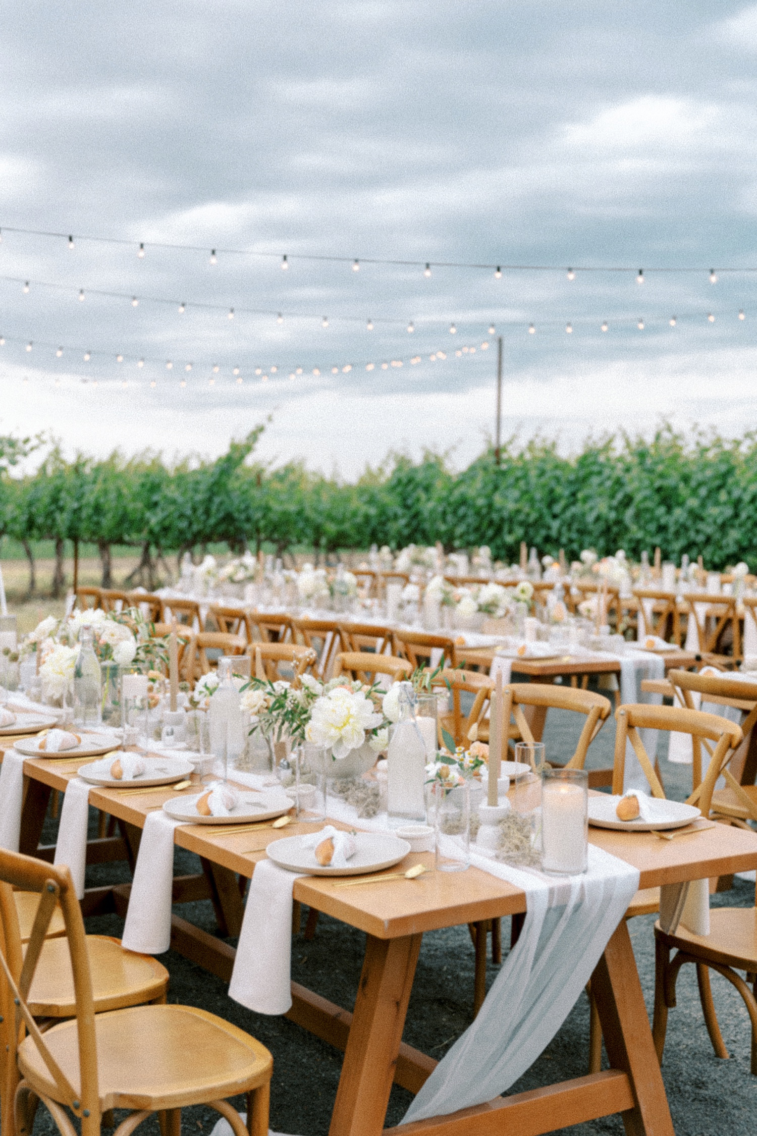 Wedding reception tables and decor for Kinhaven Winery Wedding