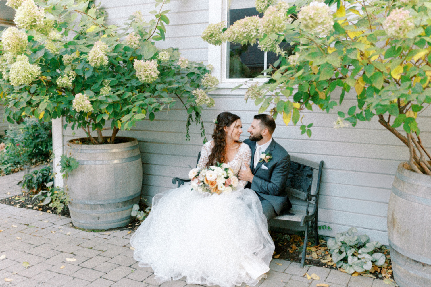 Bride and groom portraits for Abeja Winery Wedding