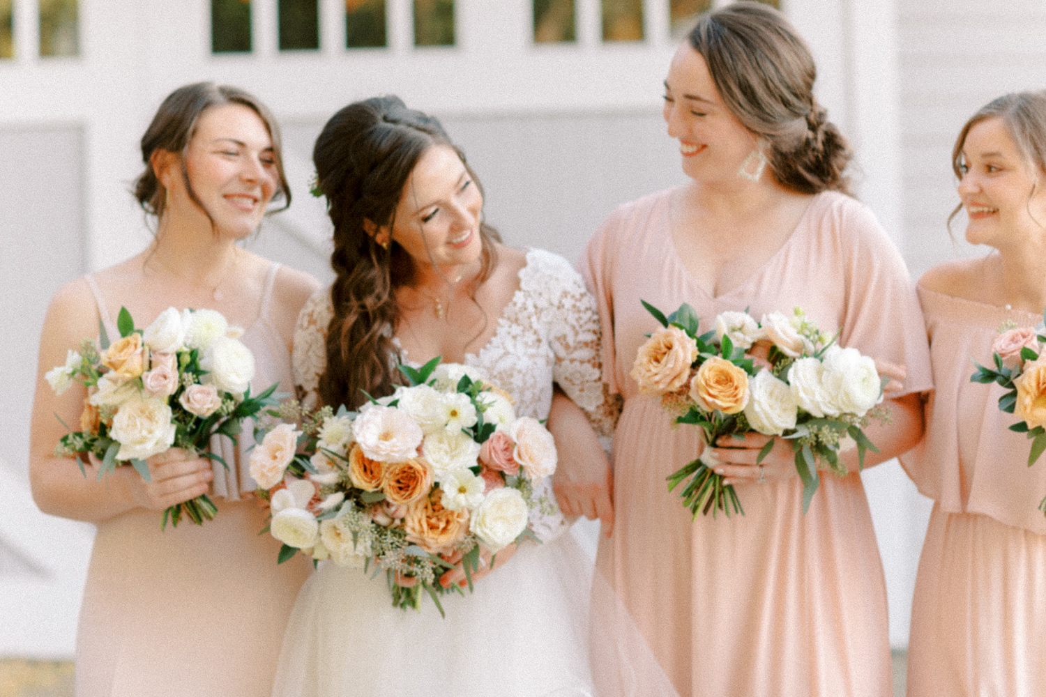 Bride and bridesmaids portraits for Abeja Winery wedding