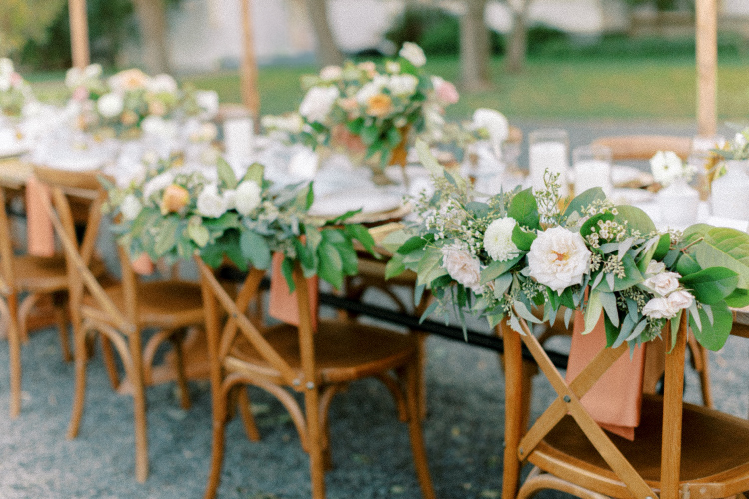 Wedding reception decor by Kasey D Weddings for intimate Abeja Winery Wedding