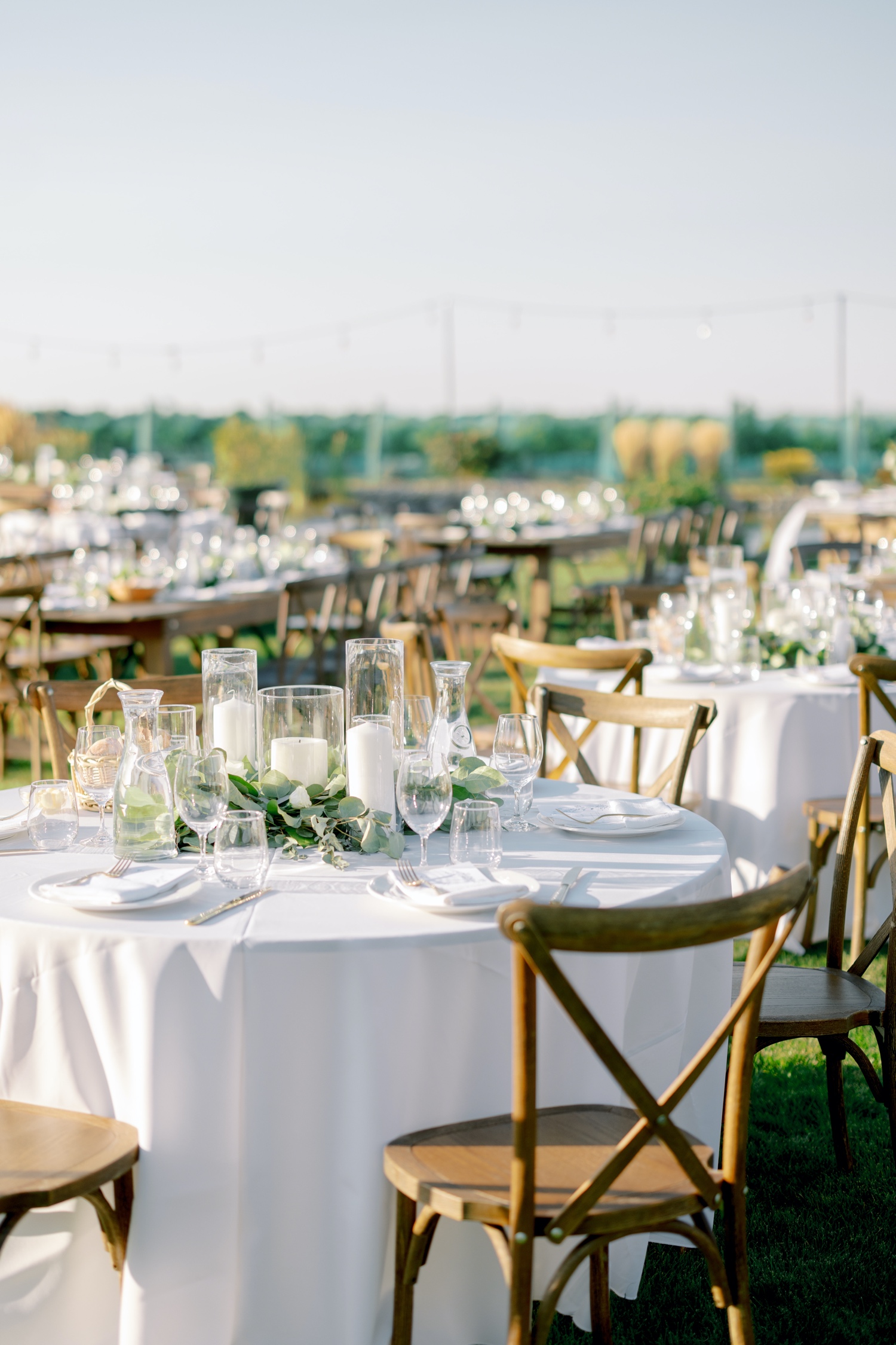 wedding reception space on the lawn for southern-inspired wedding at abeja winery